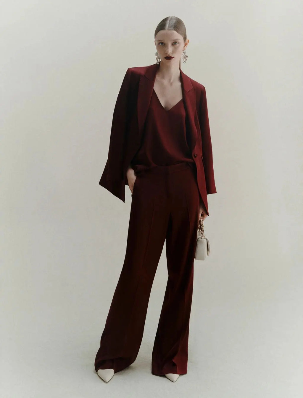 Marella Pantalone in satin bordeaux Wolf AI25 Marella