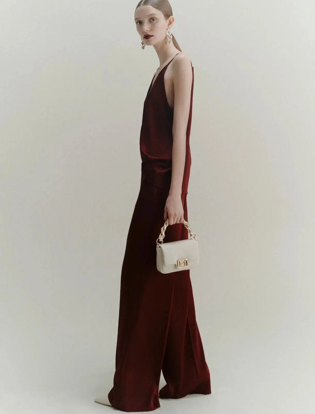 Marella Pantalone in satin bordeaux Wolf AI25 Marella