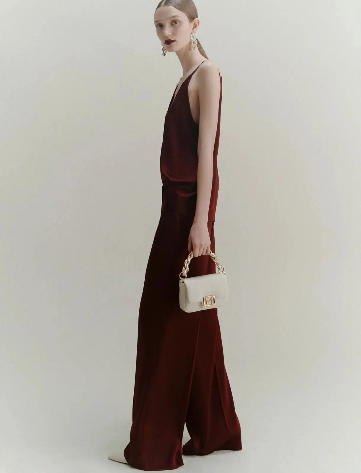 Marella Pantalone in satin bordeaux Wolf AI25 Marella