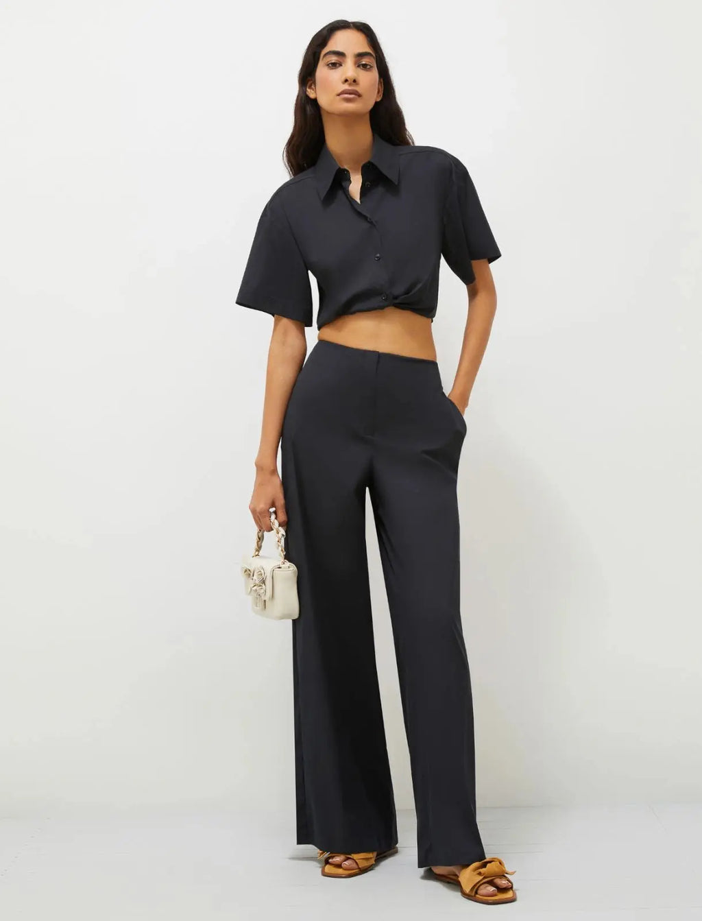 Marella Pantalone wide leg in popeline di cotone Menta PE25 image 0