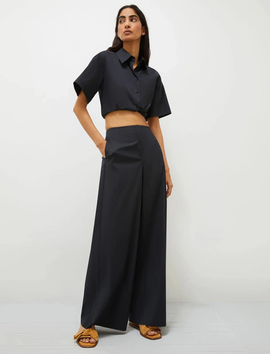 Marella Pantalone wide leg in popeline di cotone Menta PE25 image 1