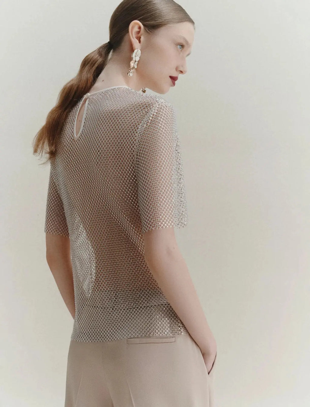 Marella T-shirt in rete con strass Lodola AI25 Marella