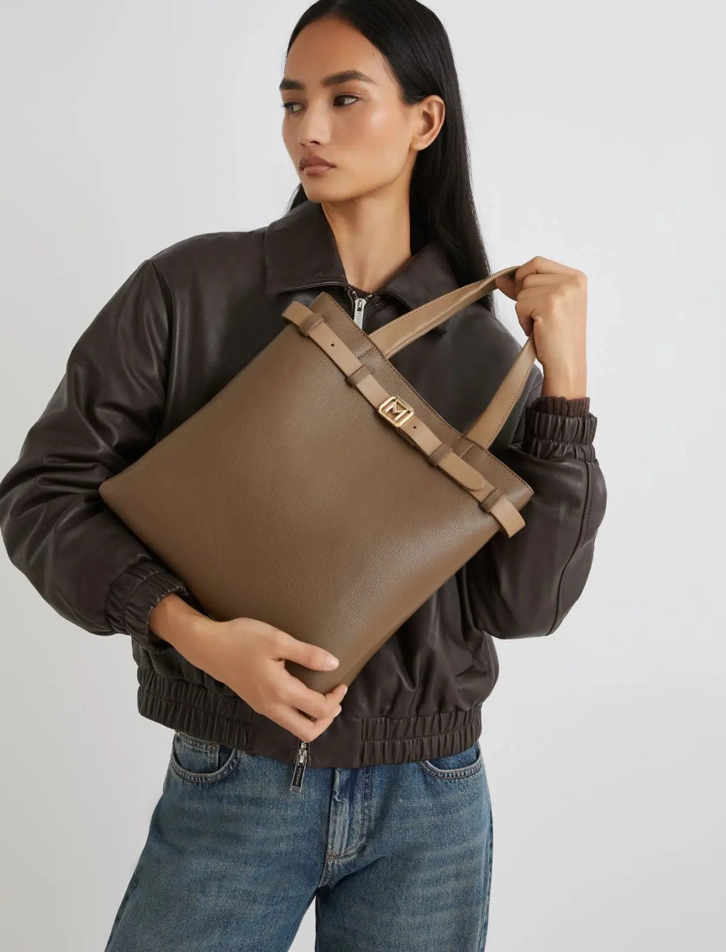 Marella Tote verticale con cintura, verde kaki Salerno AI25 Marella