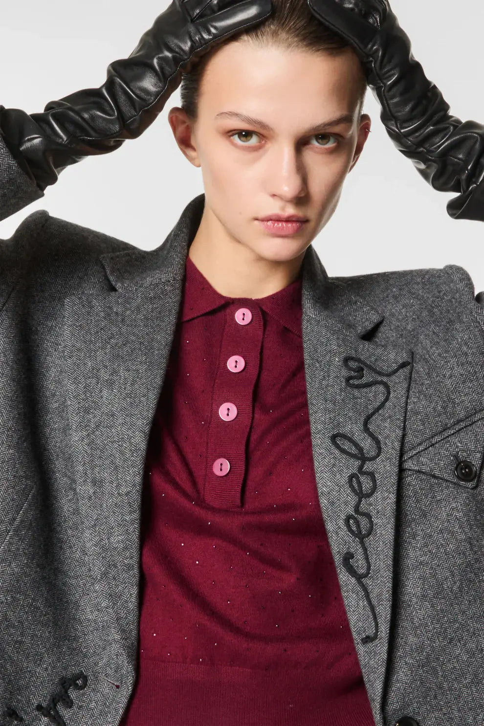 Nenette Blazer in maschile resca e ricamo Basty  AI25 Nenette