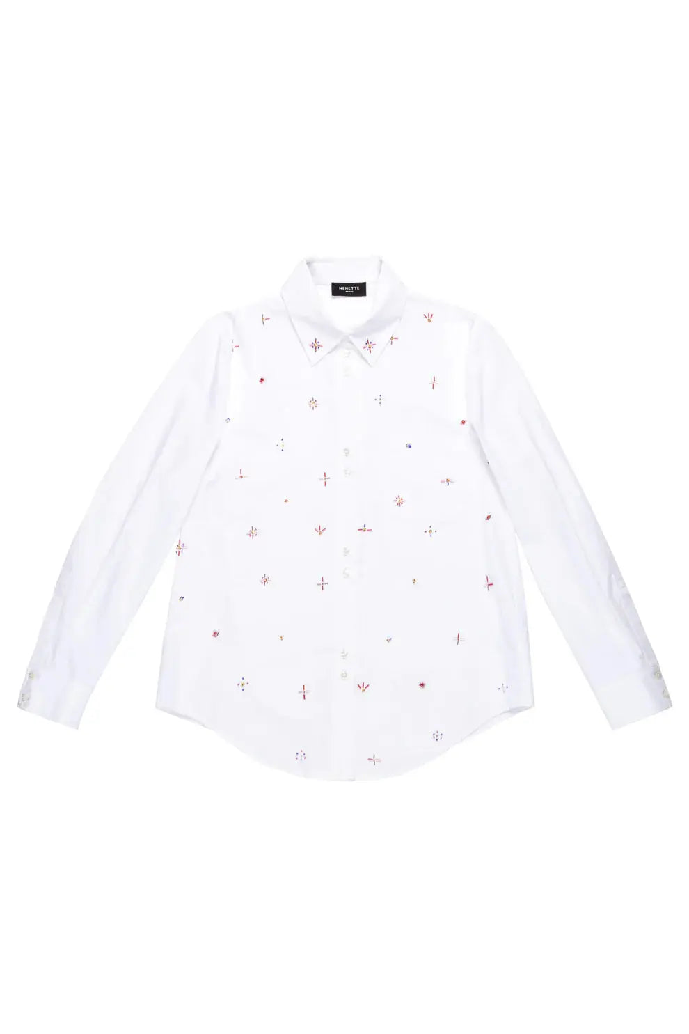 Nenette Camicia in cotone dritta con perline ricamate Force AI25 Nenette