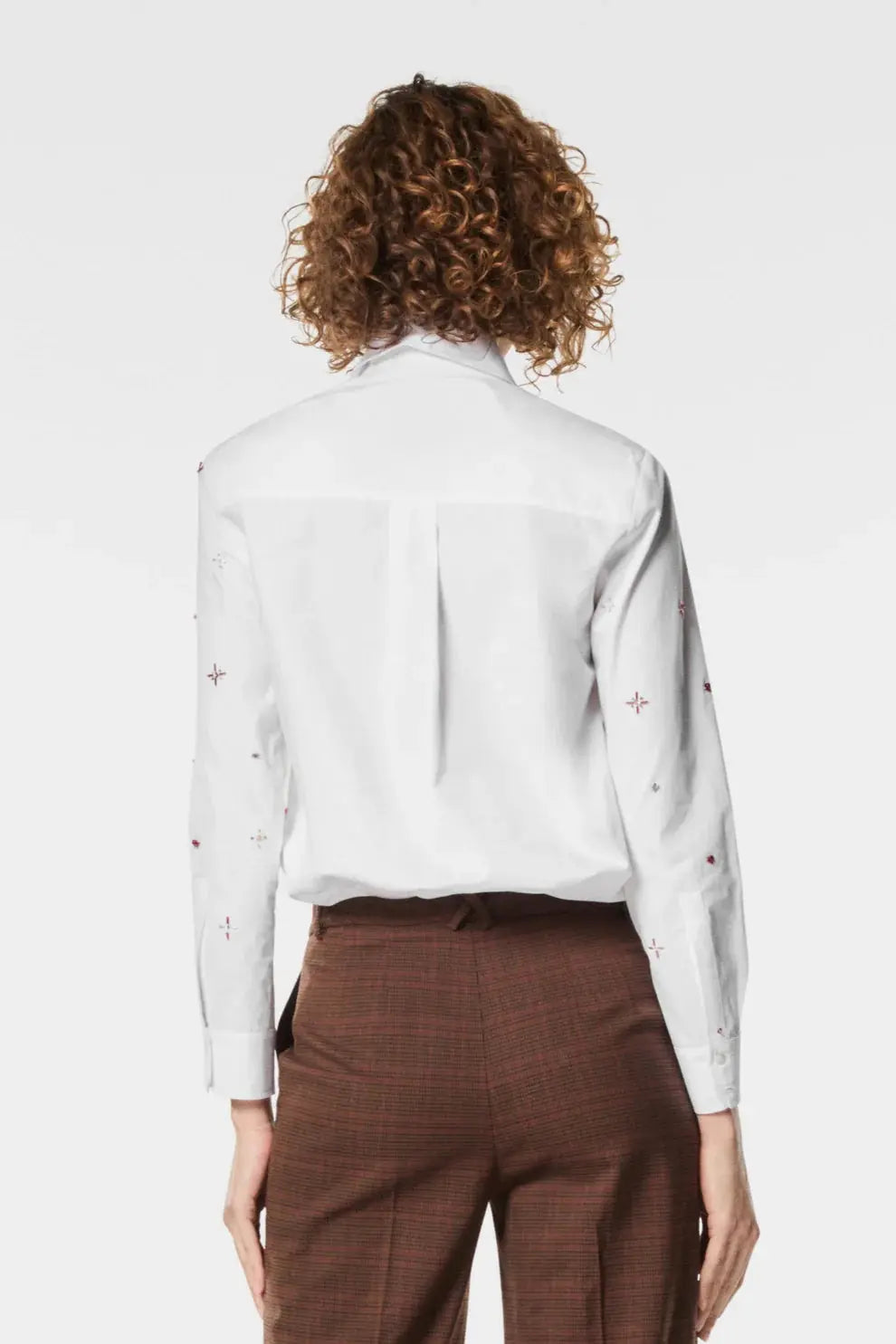 Nenette Camicia in cotone dritta con perline ricamate Force AI25 Nenette