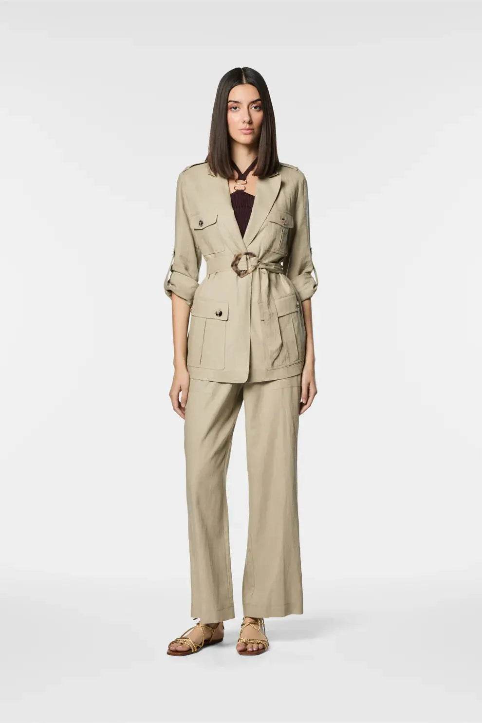 Nenette Pantalone gamba dritta in misto lino Egle PE25 image 0