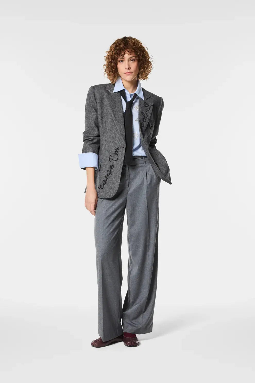 Nenette Pantalone gamba oversize tessuto fresco lana Eusebio AI25 Nenette