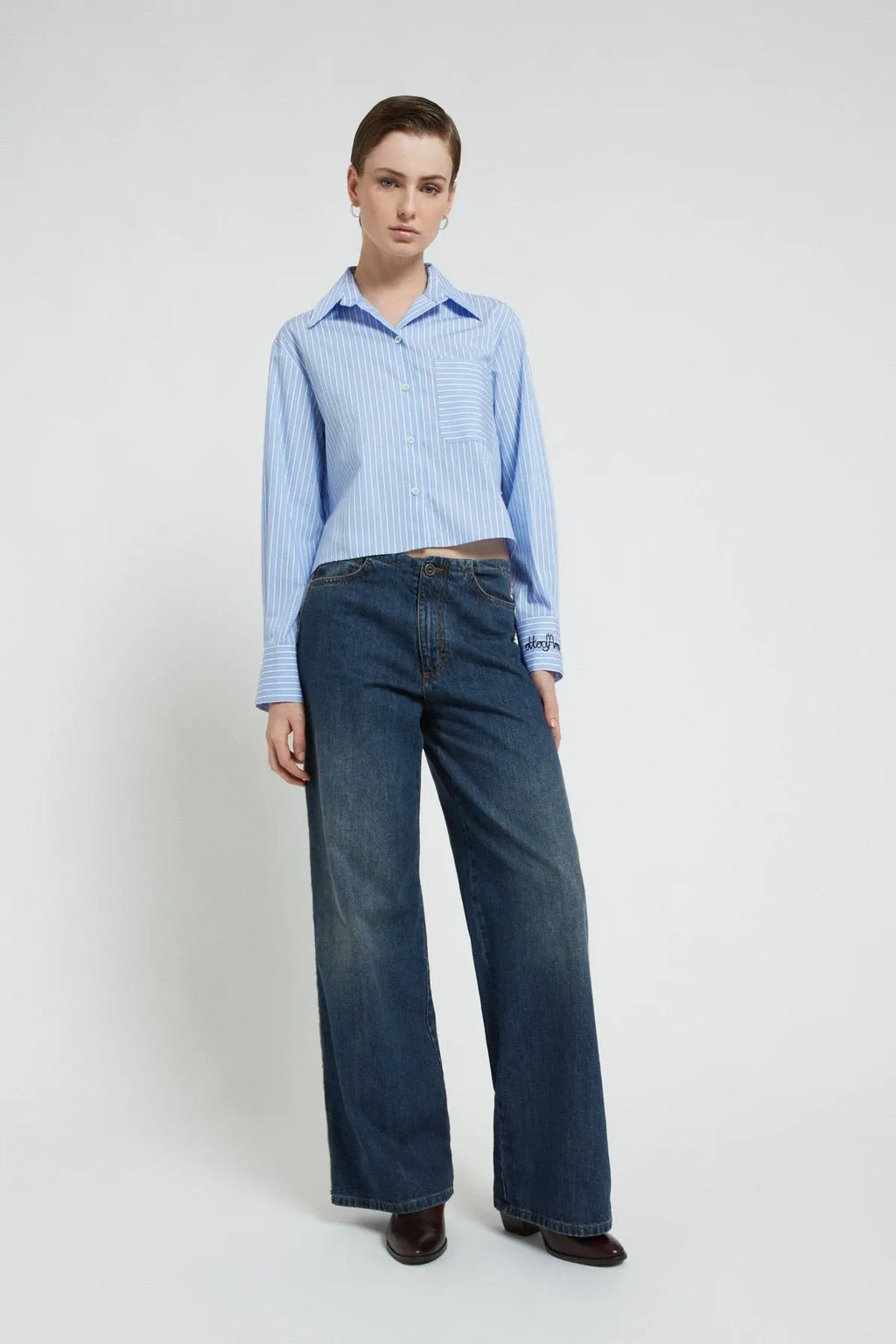 Ottod'Ame Camicia cropped in cotone DC5158 AI25 Ottod'Ame