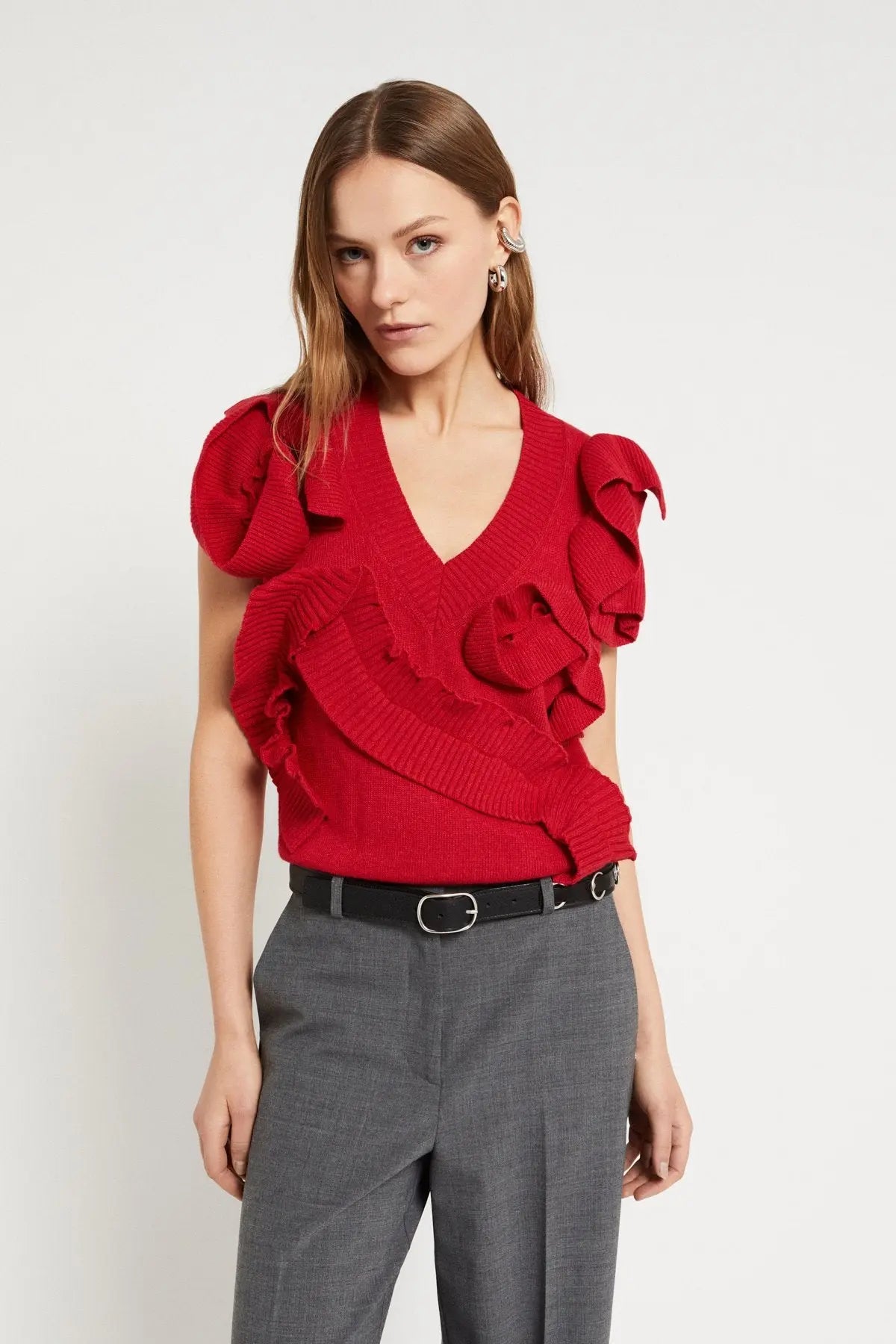 Ottod'Ame Gilet in misto lana con rouches AI25 Ottod'Ame