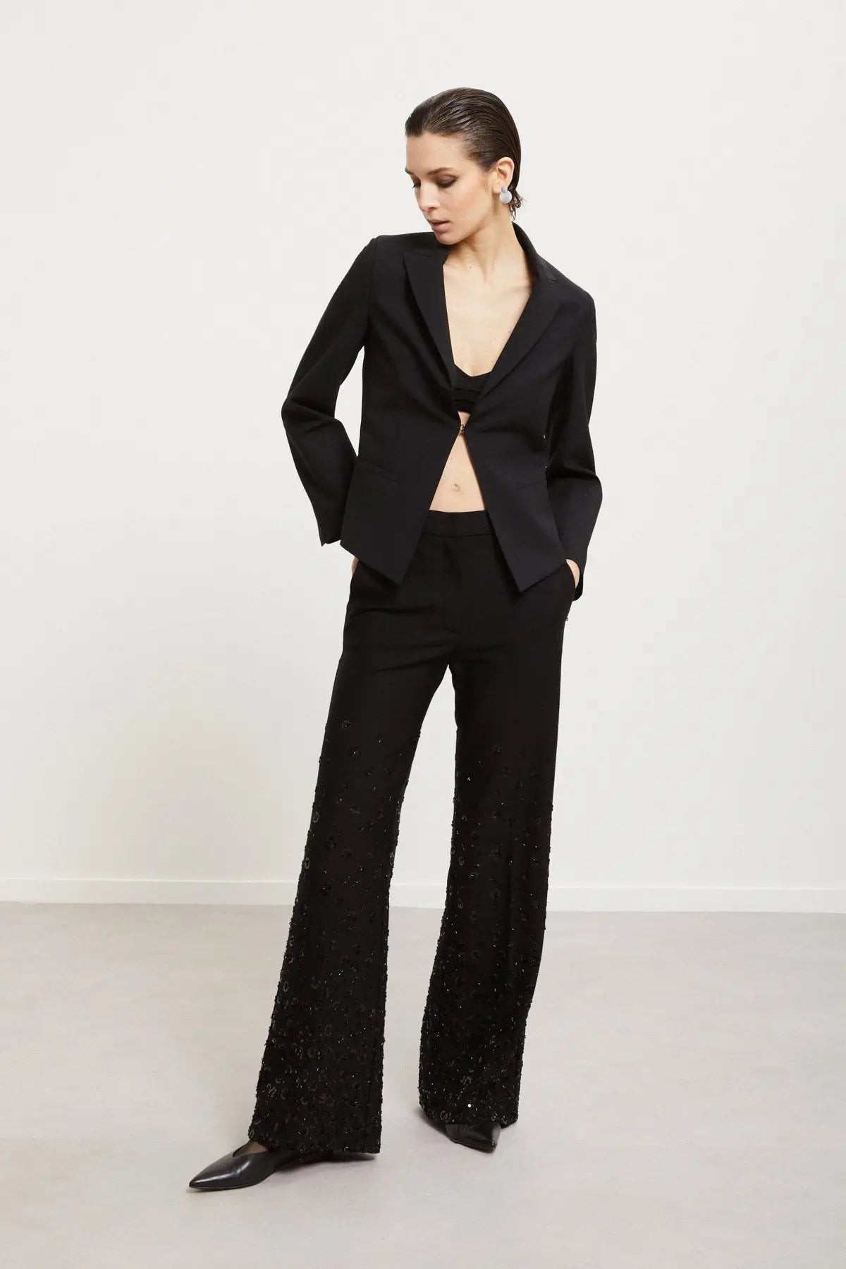 Ottod'Ame Pantalone palazzo con paillettes mod TP9927 AI25 Ottod'Ame