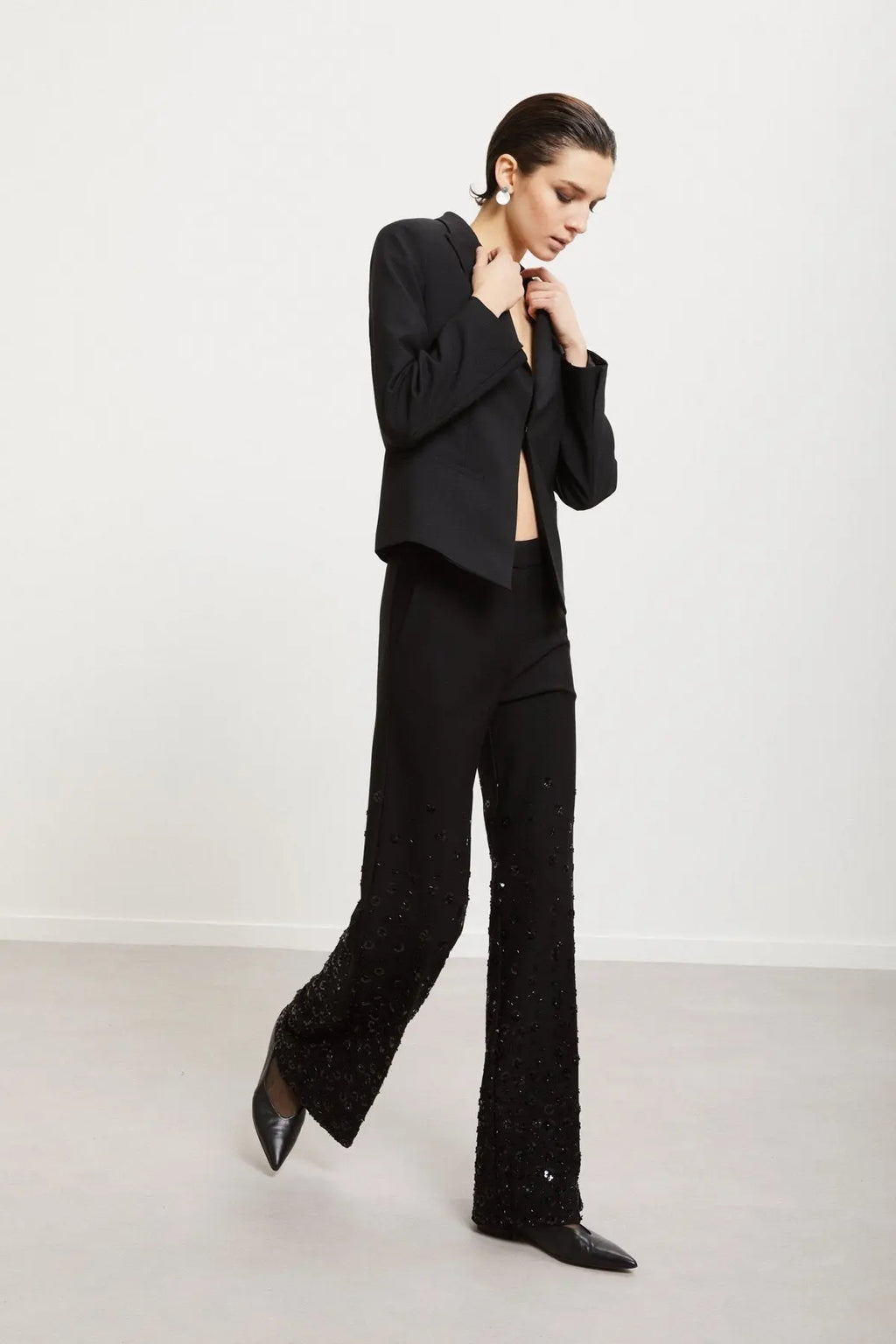 Ottod'Ame Pantalone palazzo con paillettes mod TP9927 AI25 Ottod'Ame