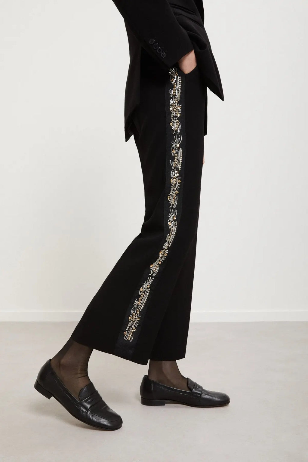Ottod'Ame Pantalone palazzo ricamato a mano mod. TP9945  AI25 Ottod'Ame