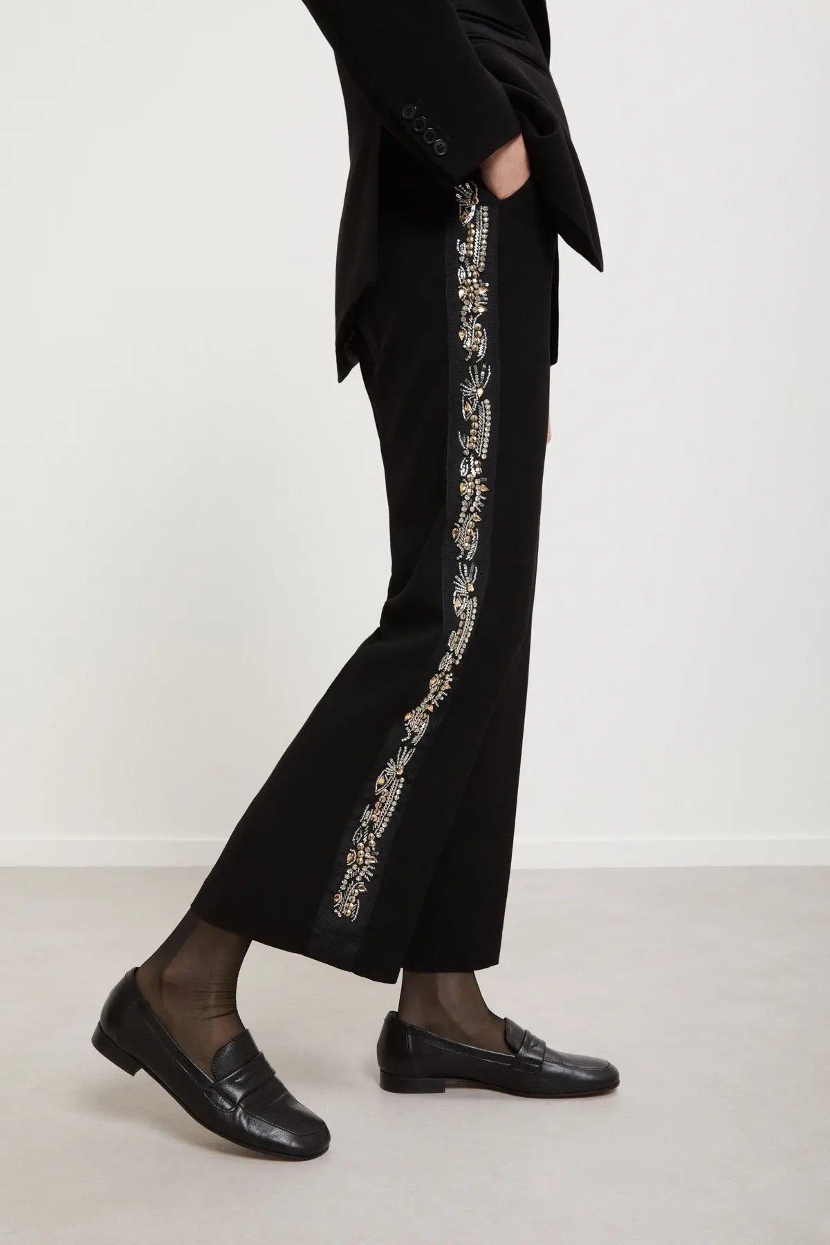 Ottod'Ame Pantalone palazzo ricamato a mano mod. TP9945  AI25 Ottod'Ame