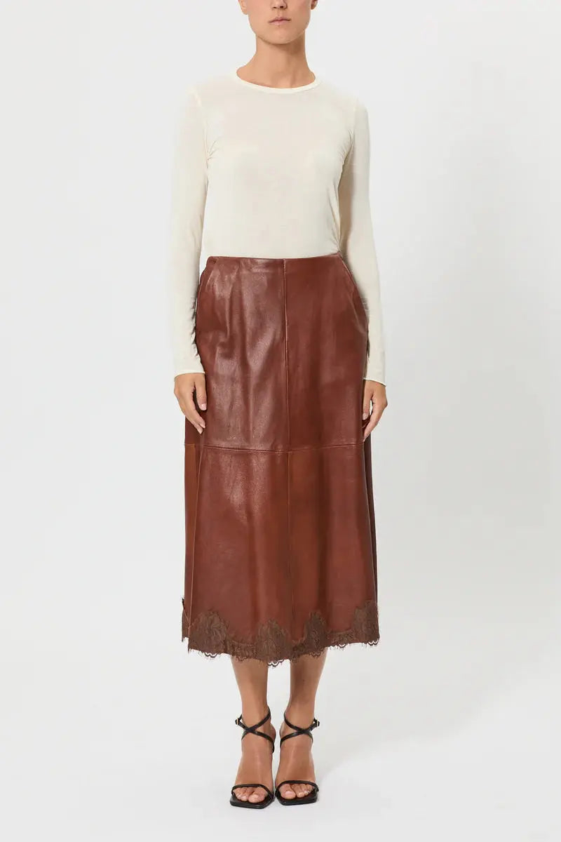 Pink Memories Gonna in pelle con dettaglio in pizzo mod 11942 AI25 - Main Image