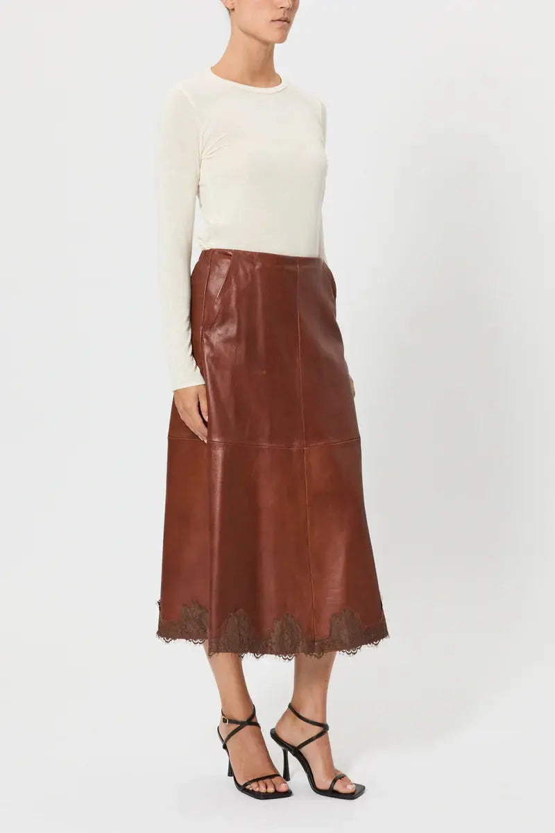 Pink Memories Gonna in pelle con dettaglio in pizzo mod 11942 AI25 Pink Memories