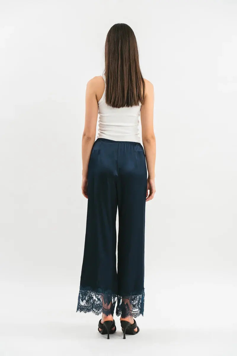 Pink Memories Pantalone in raso con dettaglio in pizzo Lidia AI25 Pink Memories