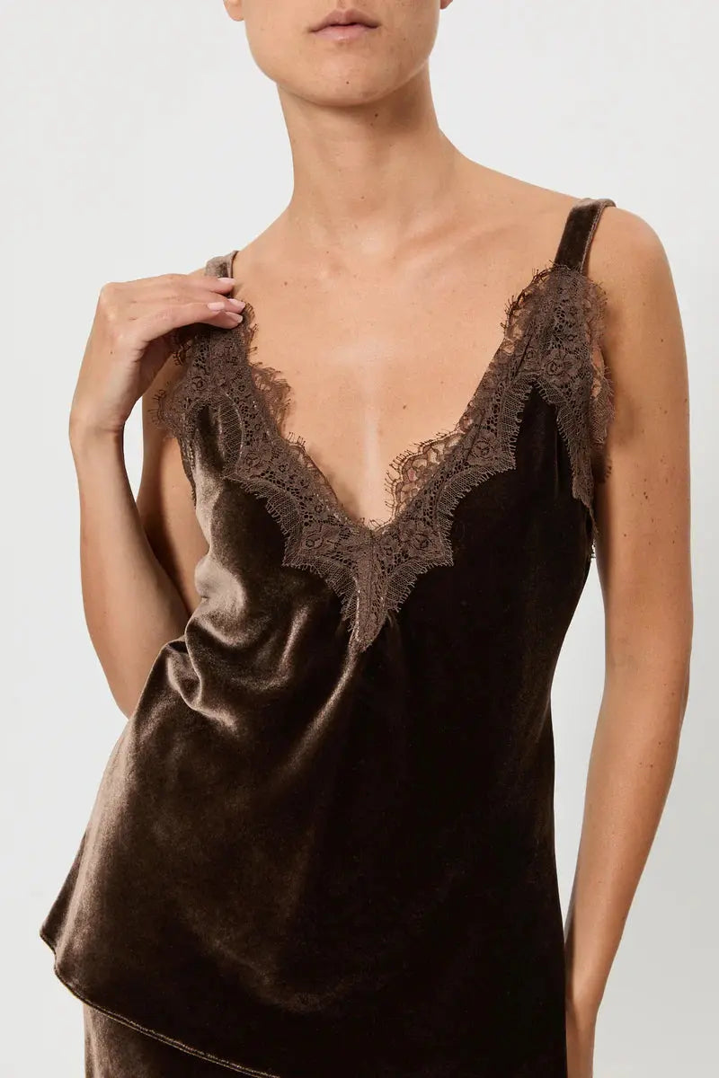 Pink Memories Top in velluto con pizzo mod 11935 AI25 Pink Memories