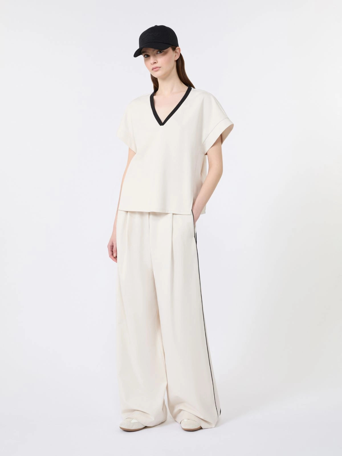 Weekend Max Mara Pantalone ampio in jersey Milano WKDGodezia, avorio AI26 WeekendMaxMara