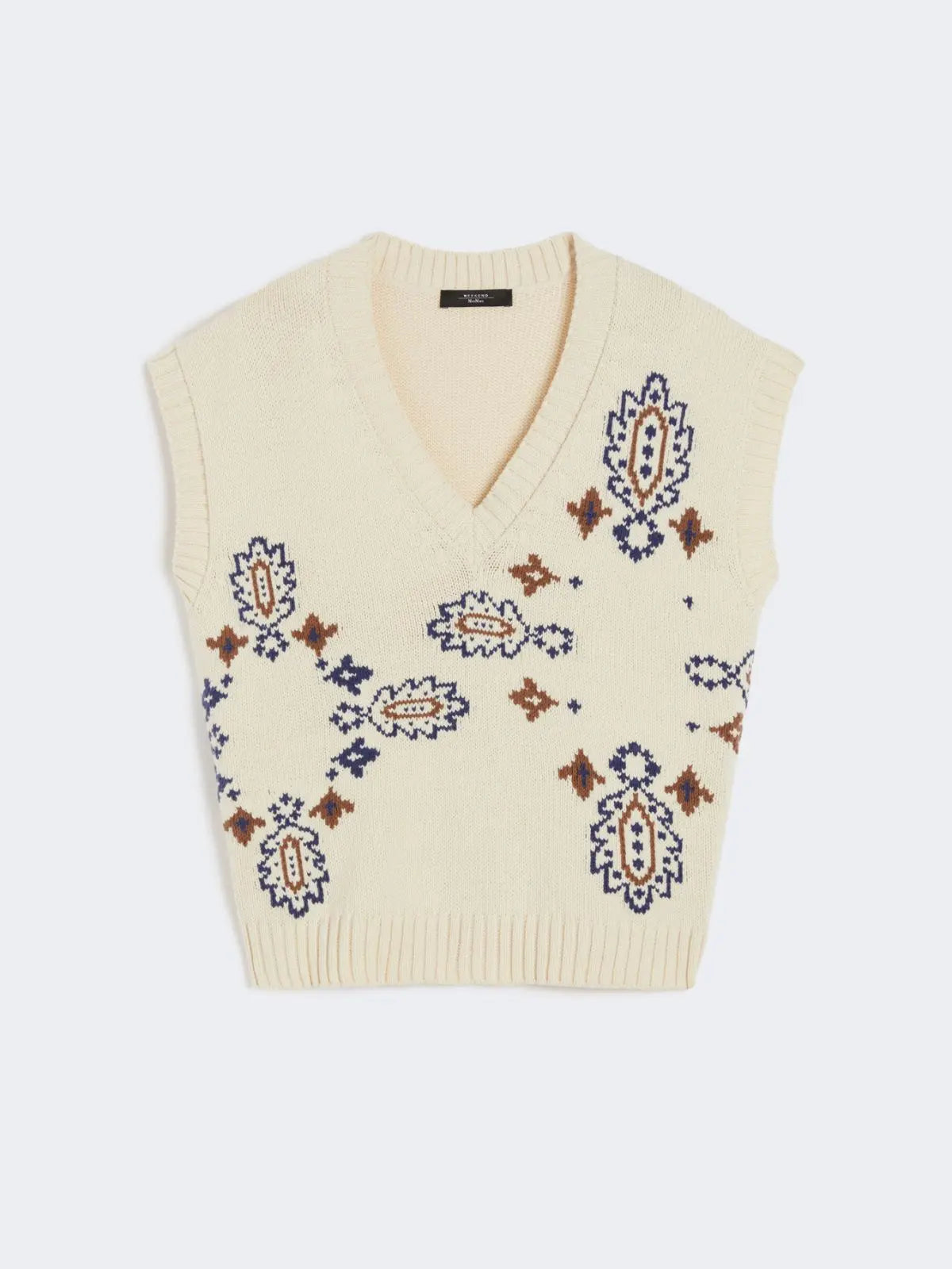 Weekend Max Mara Gilet intarsiato in misto cotone Crusca AI25 image 9