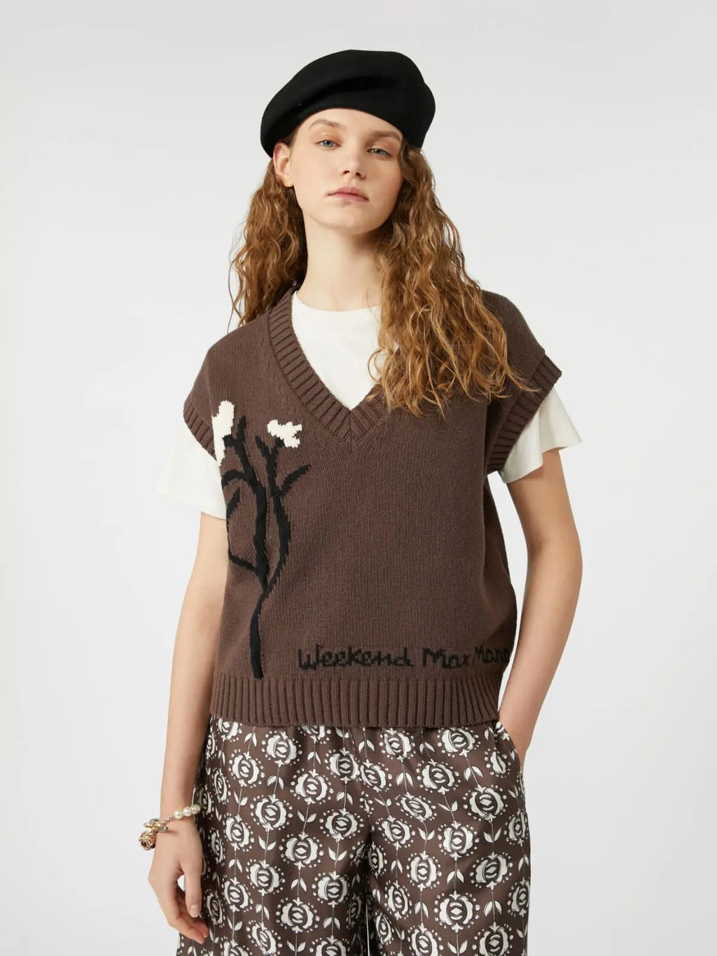 Weekend Max Mara Gilet intarsiato in misto cotone Crusca AI25 image 2