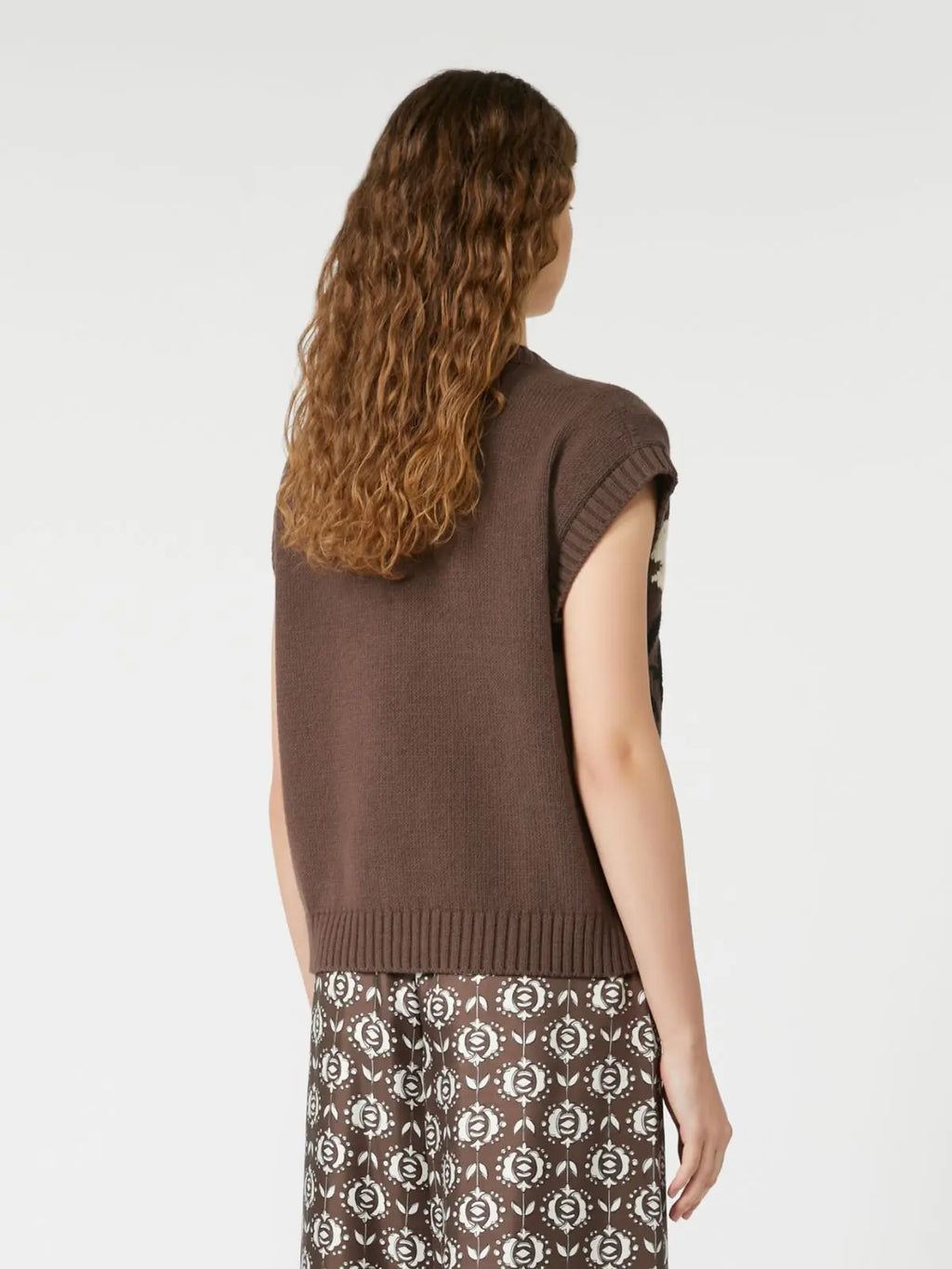 Weekend Max Mara Gilet intarsiato in misto cotone Crusca AI25 image 3