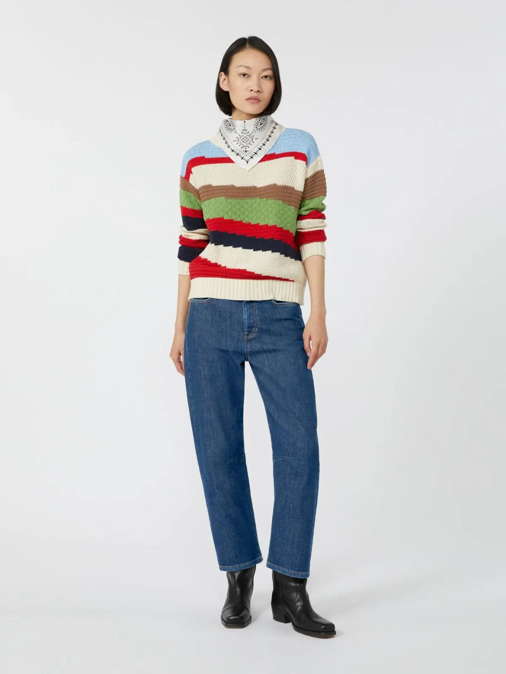 Weekend Max Mara Maglia intarsiata in cotone multicolor Polo  AI25 image 0