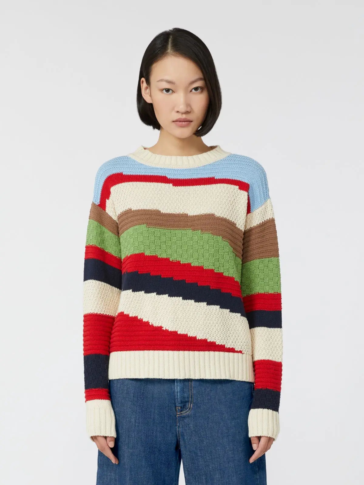 Weekend Max Mara Maglia intarsiata in cotone multicolor Polo  AI25 image 1