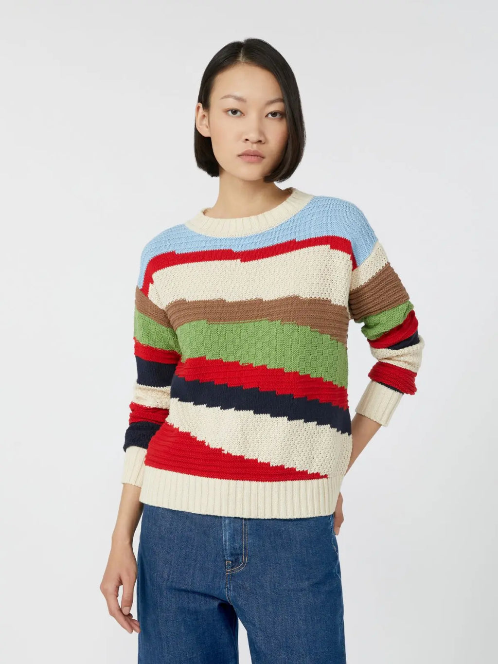 Weekend Max Mara Maglia intarsiata in cotone multicolor Polo  AI25 image 3