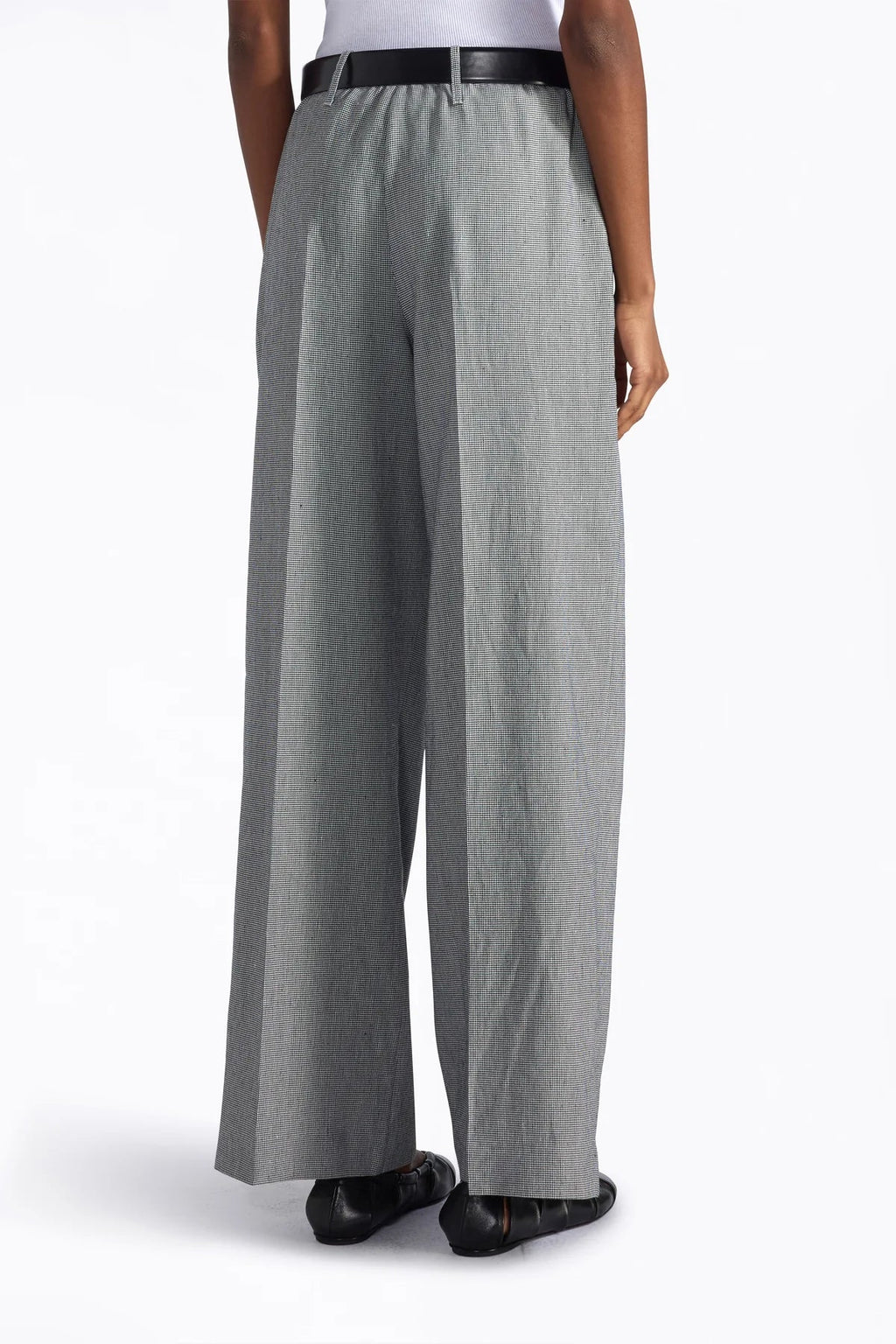 Liviana Conti Pantalone palazzo in micro pied de poule misto lino Arthur mod F6SP29 PE26 Liviana Conti