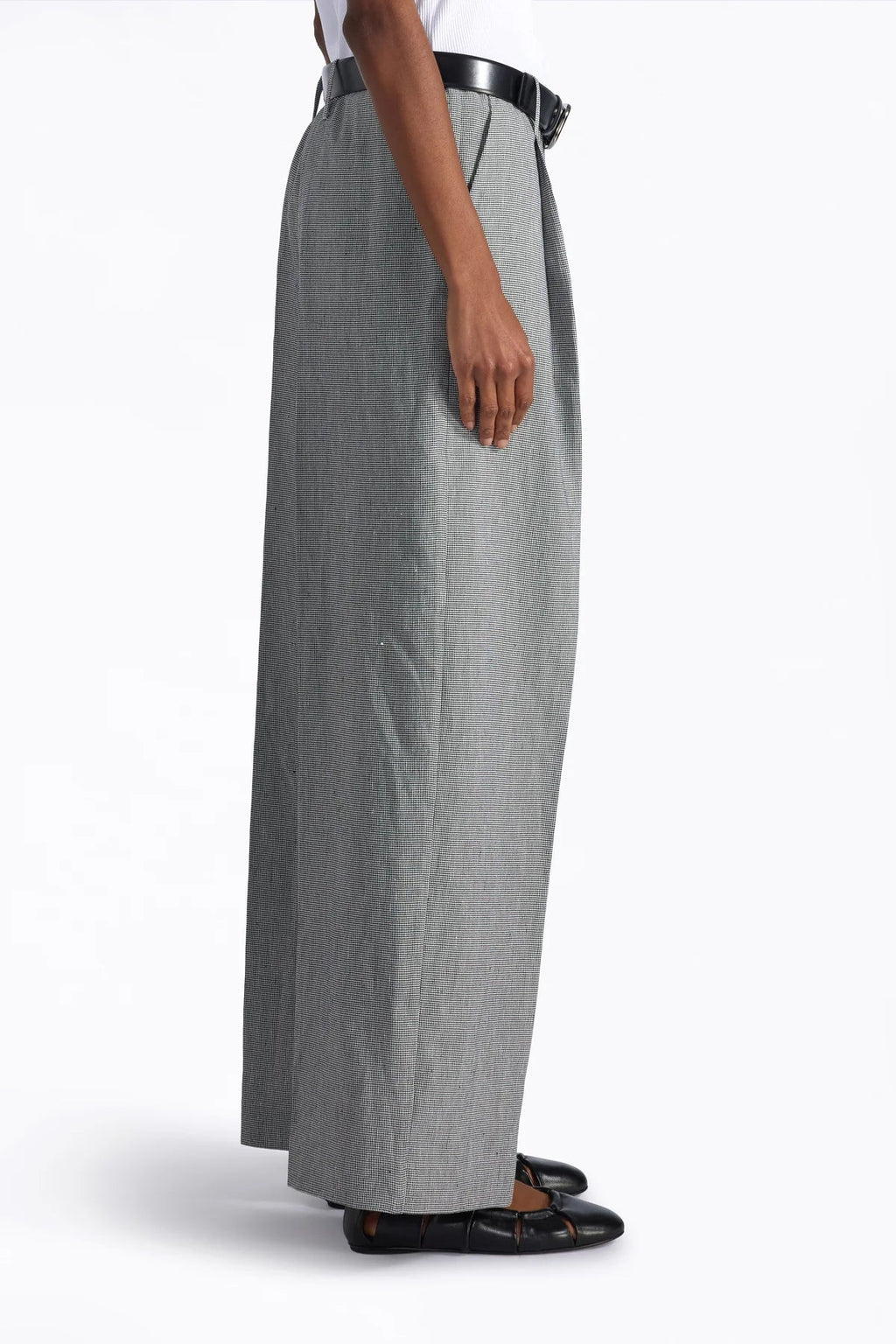 Liviana Conti Pantalone palazzo in micro pied de poule misto lino Arthur mod F6SP29 PE26 Liviana Conti