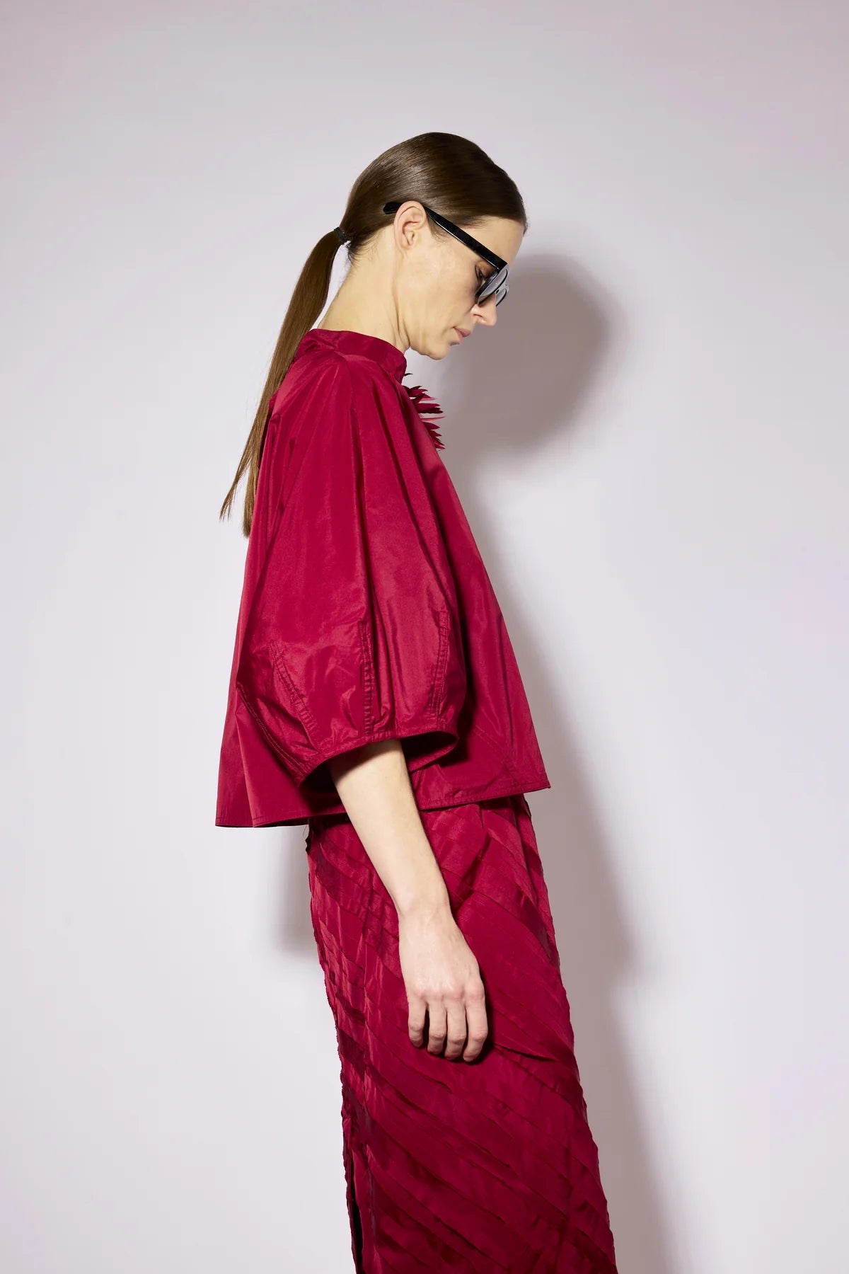 Liviana Conti Blusa Candice in taffetà e fiore applicato F6WY07  AI26 Liviana Conti