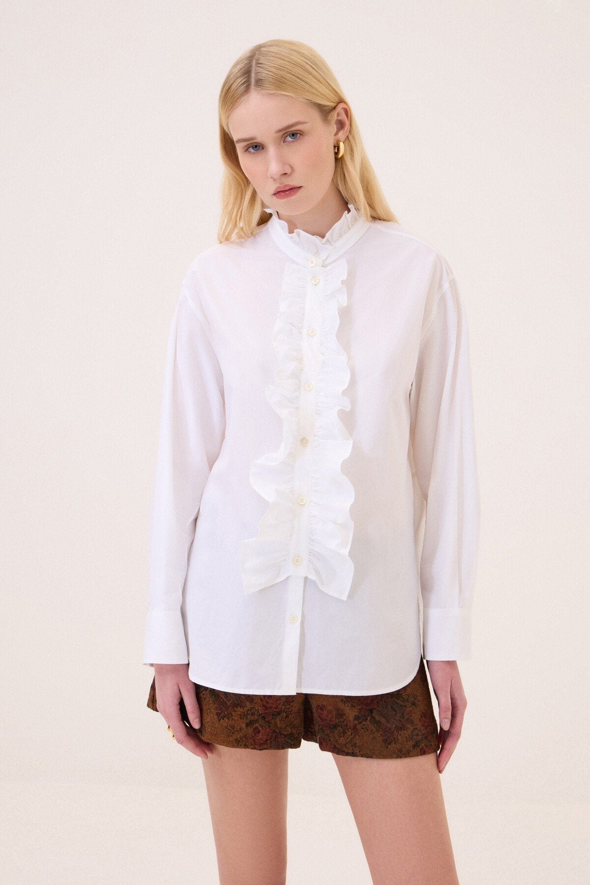 Ottod'Ame Camicia in cotone con volant DC5324 AI26 Ottod'Ame