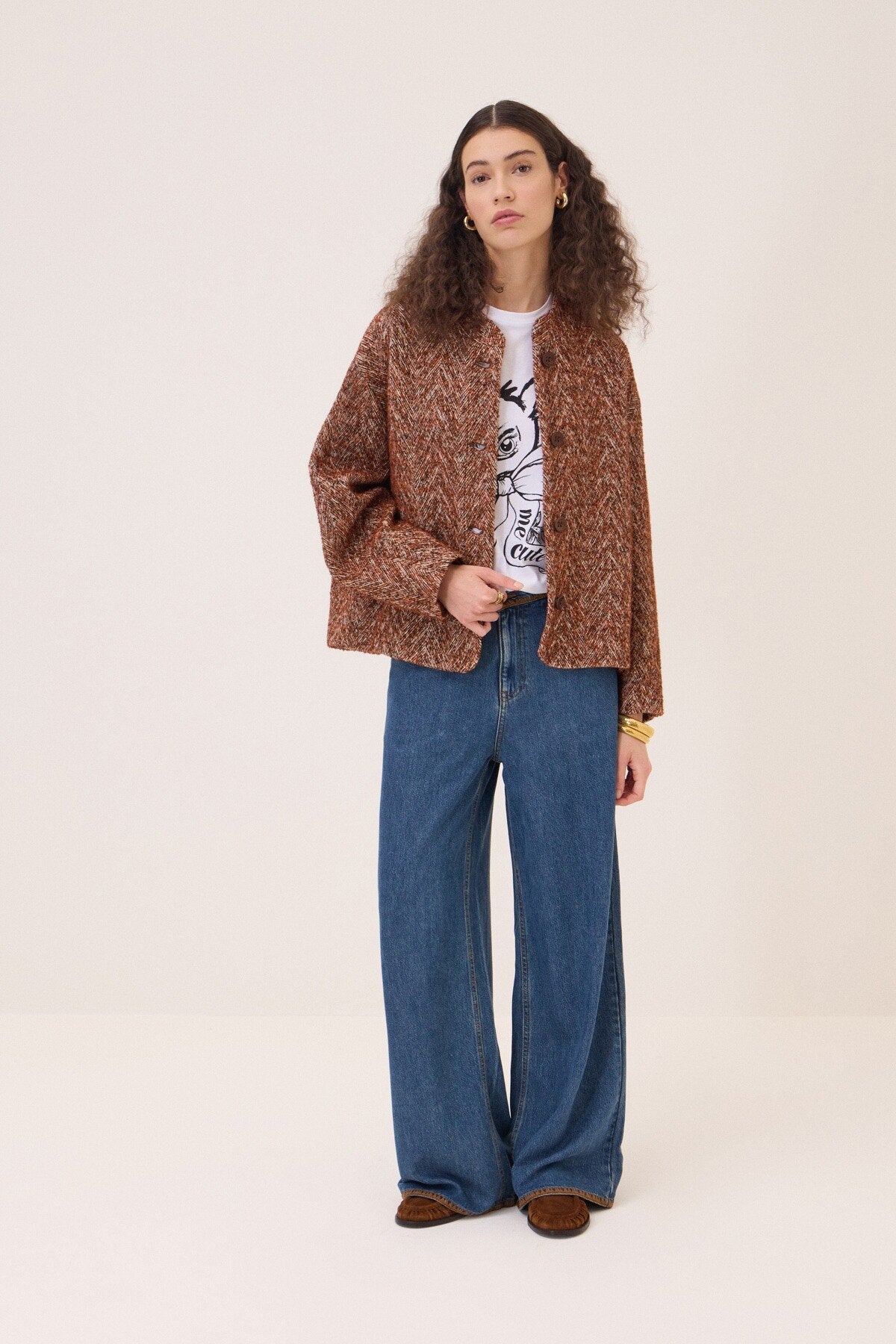 Ottod'Ame Jeans wide leg con ricami grafici a contrasto DP0097  AI26 Ottod'Ame