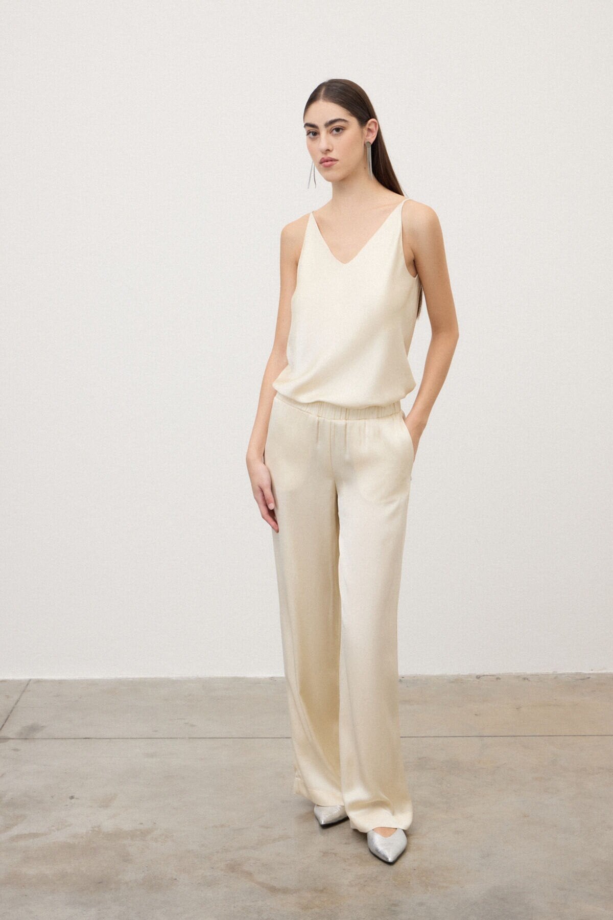 Ottod'Ame Pantaloni palazzo in raso di viscosa DP9661-4 PE26 Ottod'Ame