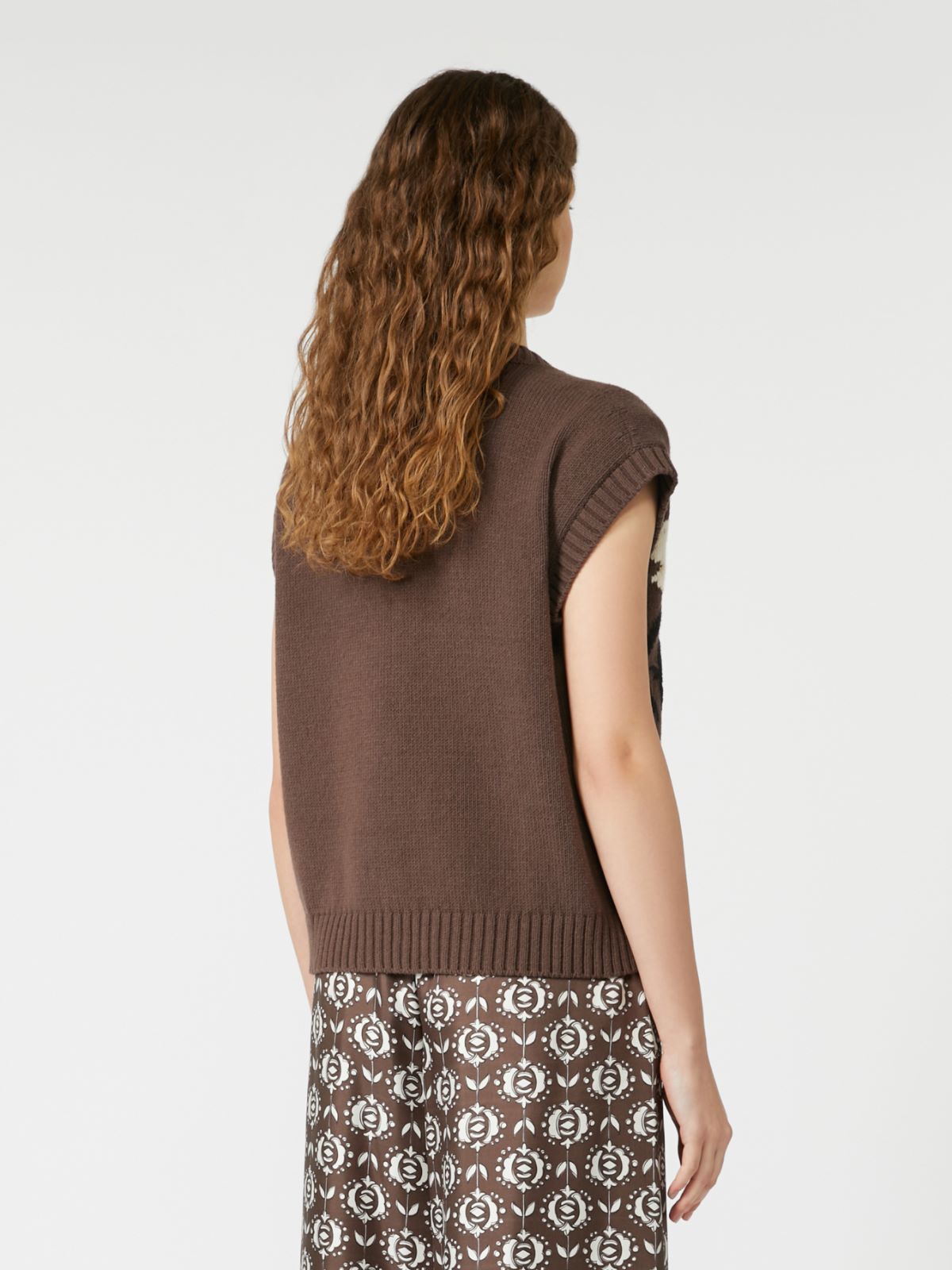 Weekend Max Mara Gilet intarsiato in misto cotone Crusca AI25 image 3