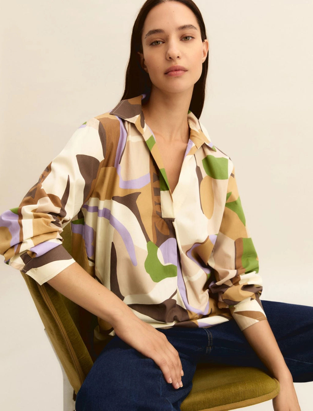Emme Marella Blusa in popeline stampato EMMPontile PE26 Emme Marella