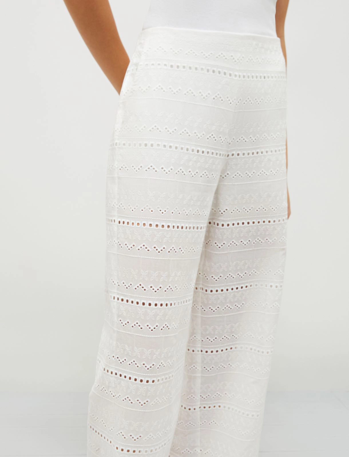 Marella Pantalone dritto in voile ricamato Era PE25 image 2