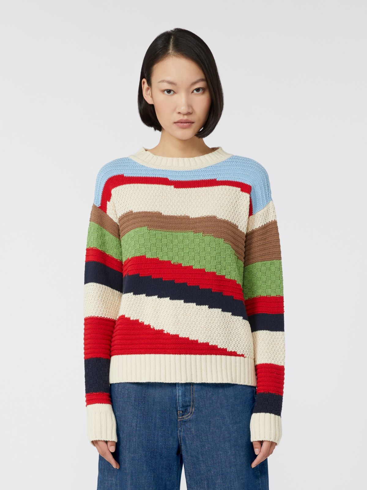 Weekend Max Mara Maglia intarsiata in cotone multicolor Polo  AI25 image 1