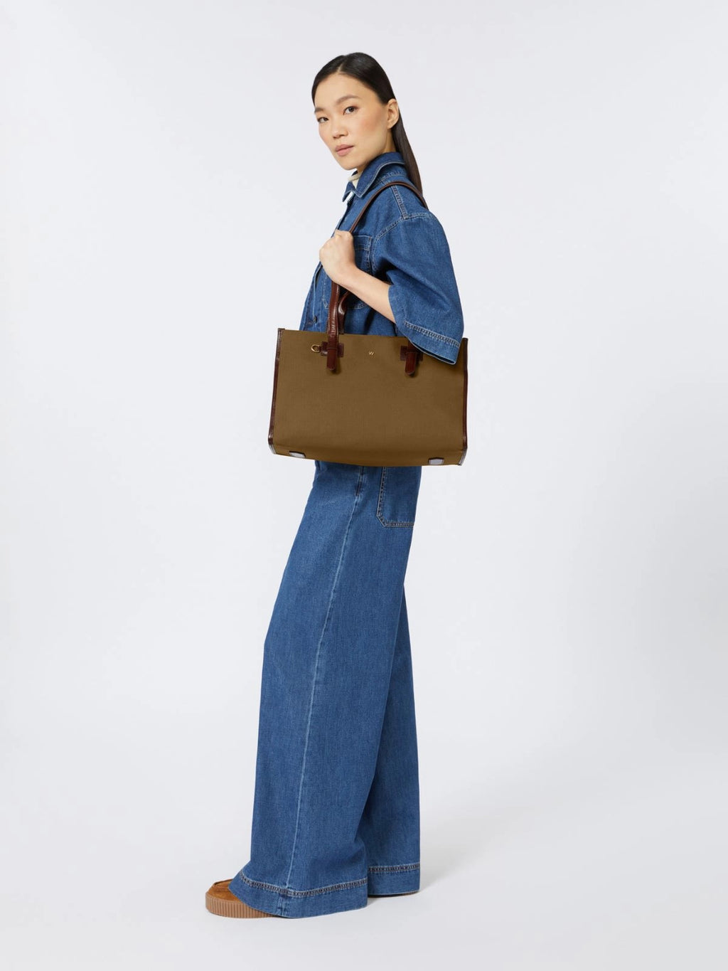 Weekend Max Mara Shopping bag in cotone e pelle Gianna AI25
