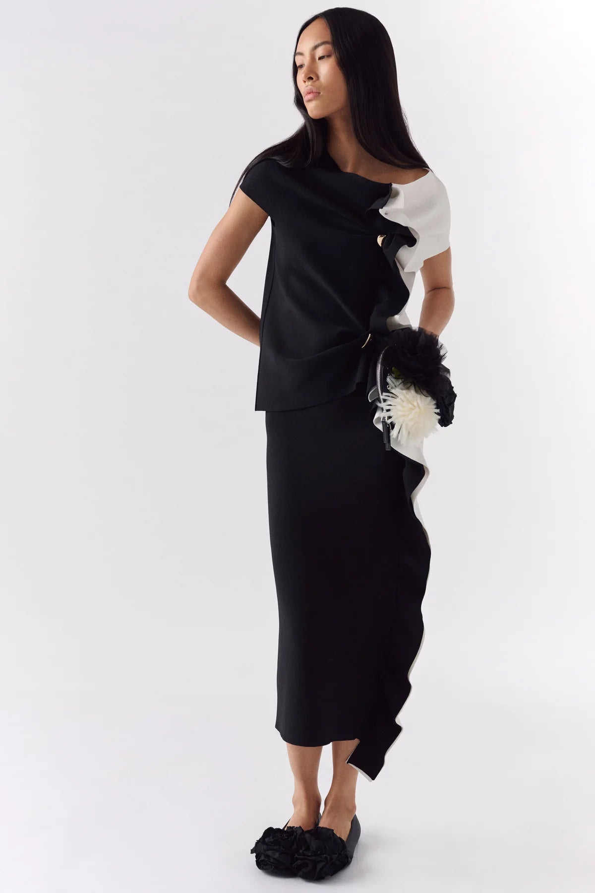 Liviana Conti Gonna midi patchwork con motivi rouches Gillian mod F6SA55 PE26 Liviana Conti