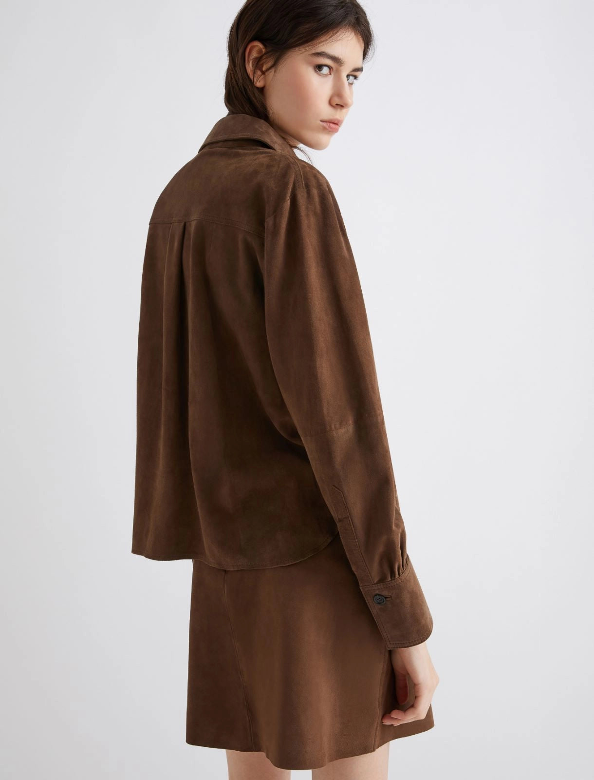 Marella Camicia in suede marrone Gioco AI25
