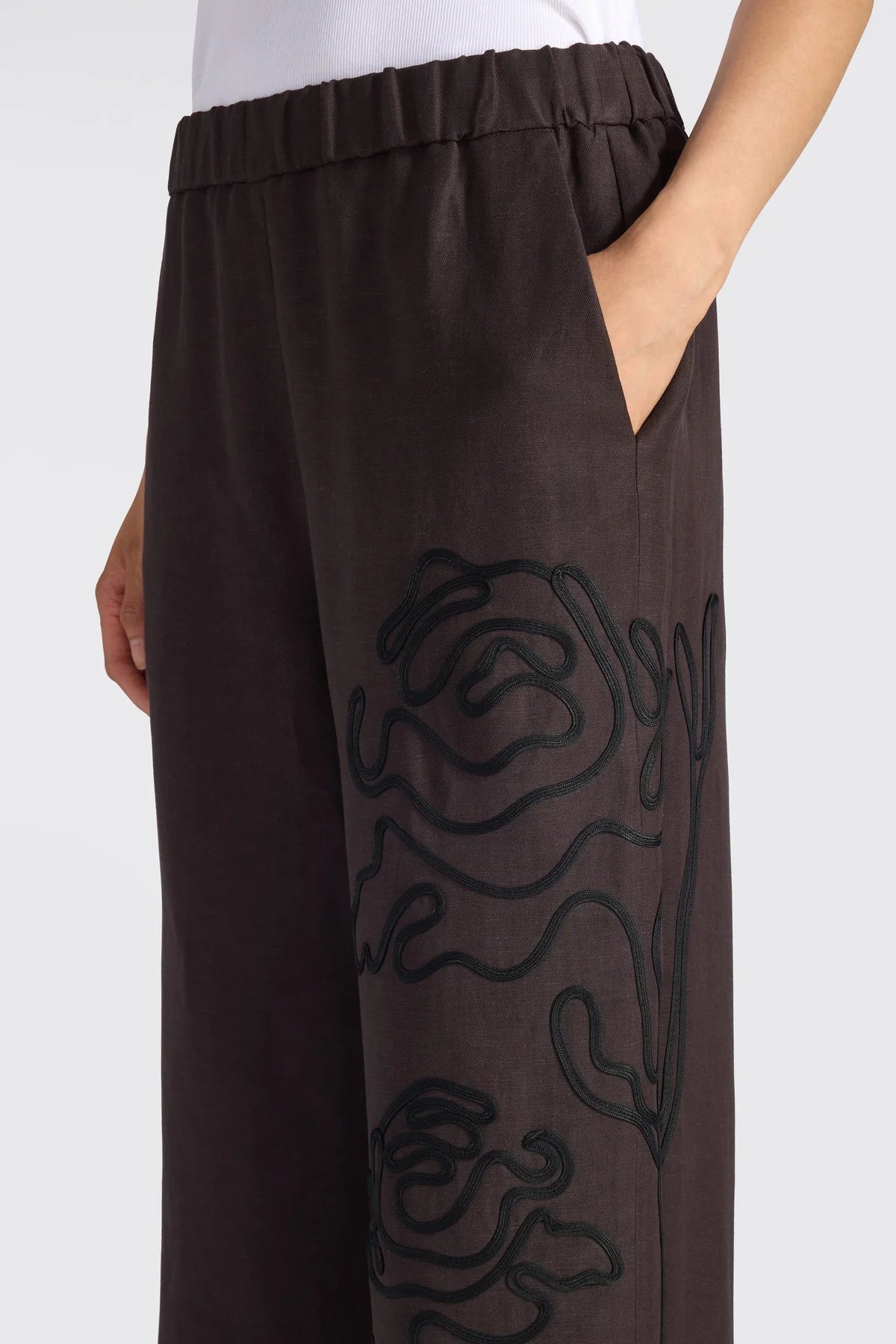 Liviana Conti Pantalone ricamati palazzo in viscosa-lino Julian mod F6SL94 PE26 Liviana Conti