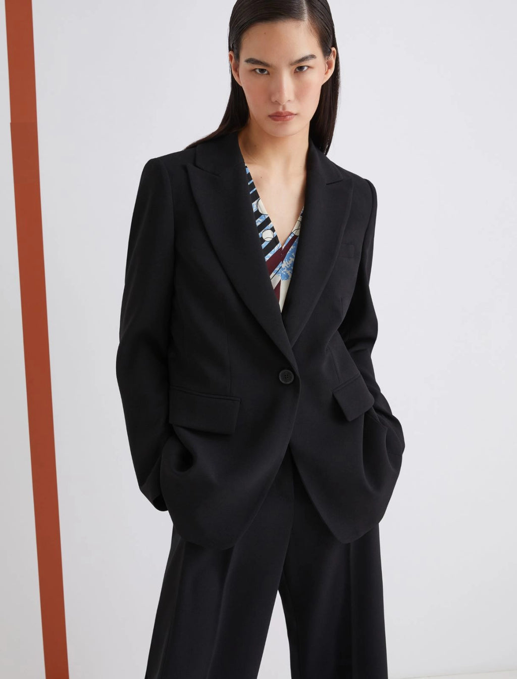 Marella ART. 365 Giacca monopetto in envers satin Kelly AI25