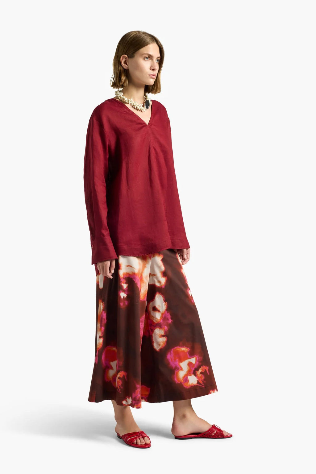 Liviana Conti Pantalone crop in popeline stampato Marilyn L6SU38 PE26 Liviana Conti