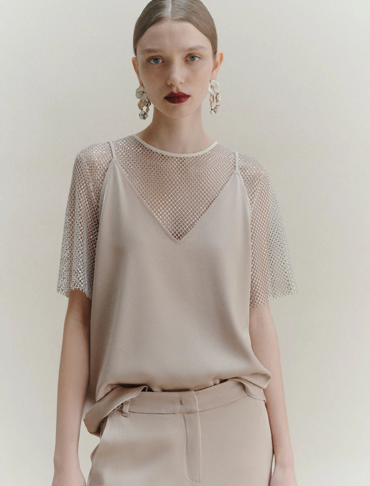 Marella T-shirt in rete con strass Lodola AI25
