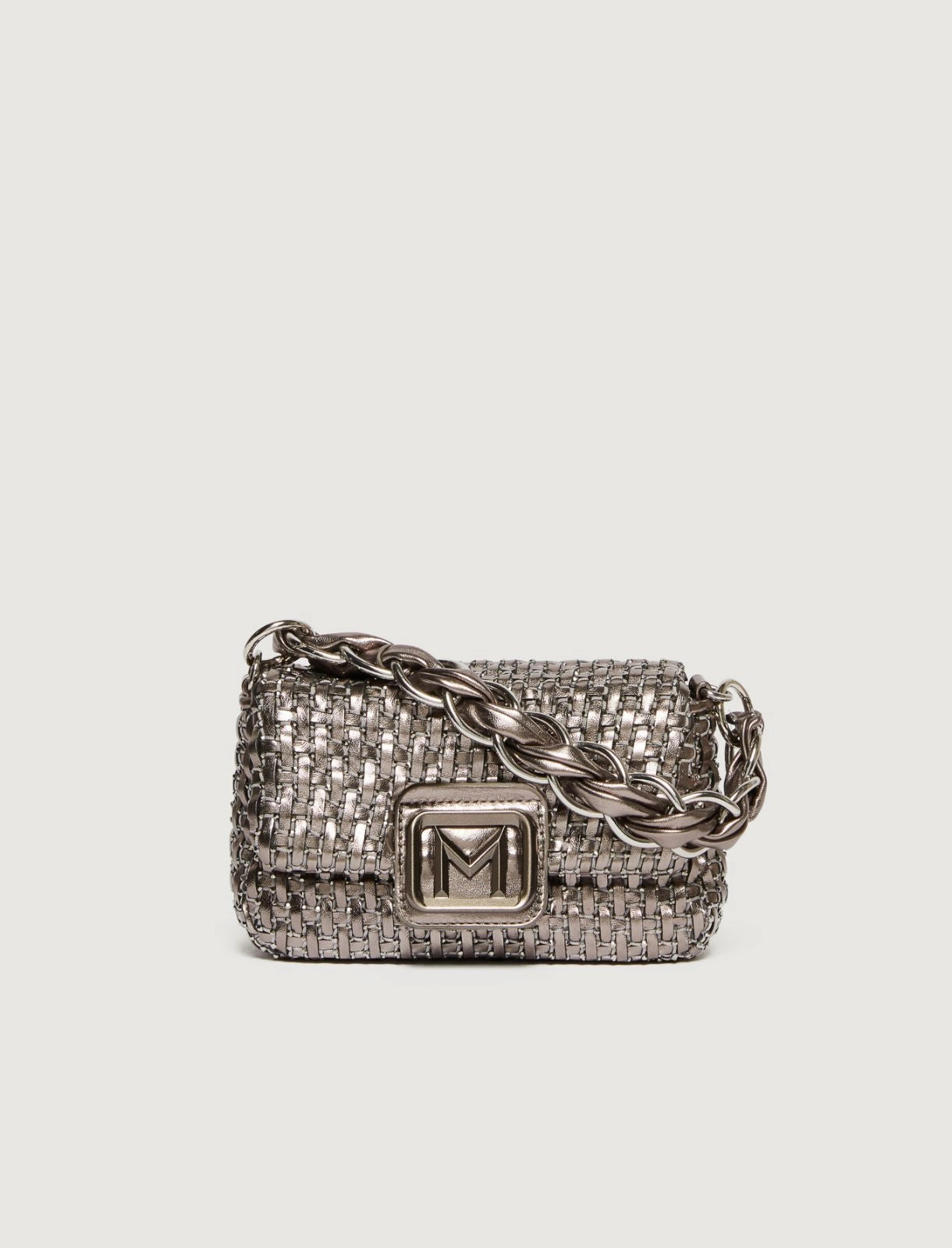 Marella Borsa small con intreccio e strass argento Lontra1 AI25