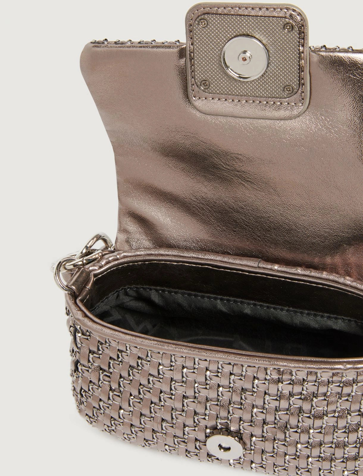 Marella Borsa small con intreccio e strass argento Lontra1 AI25