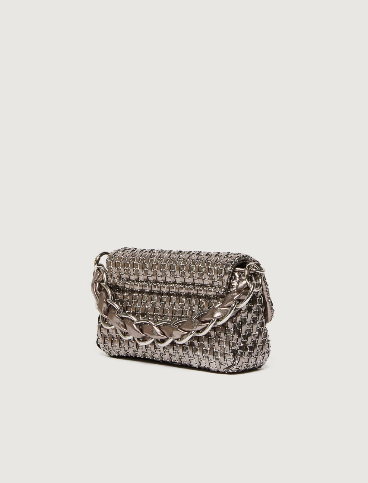 Marella Borsa small con intreccio e strass argento Lontra1 AI25