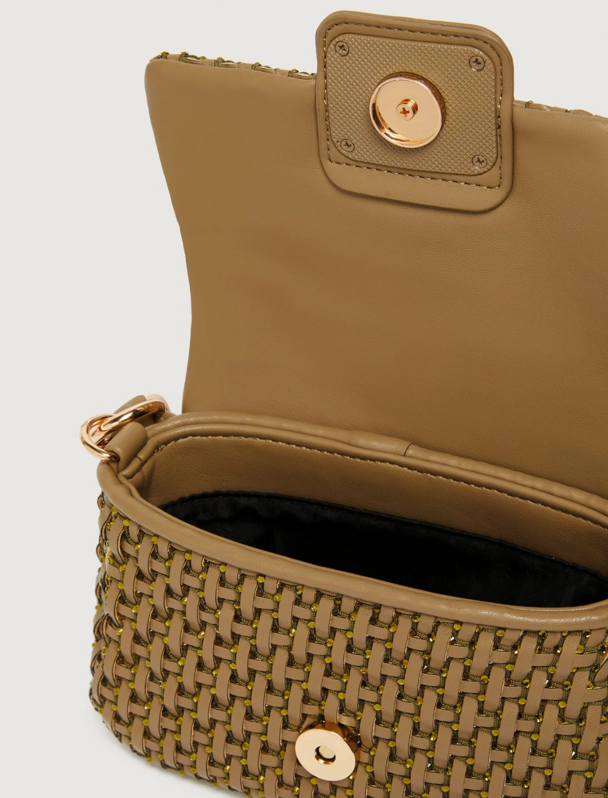 Marella Borsa small con intreccio e strass verde kaki Lontra1 AI25